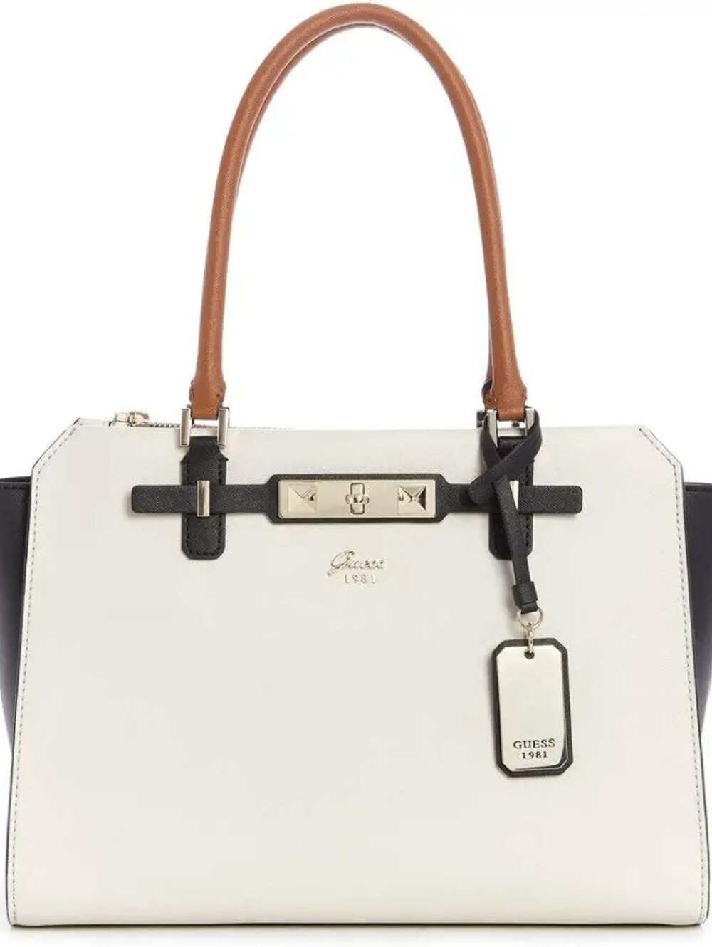 GUESS Cherie Status Carryall Satchel Colorblock Black White